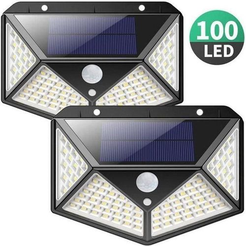 2 Pack Lampe Solaire Exterieur 100 Led De Éclairage Détecteur De Mouvement Lumière Murale