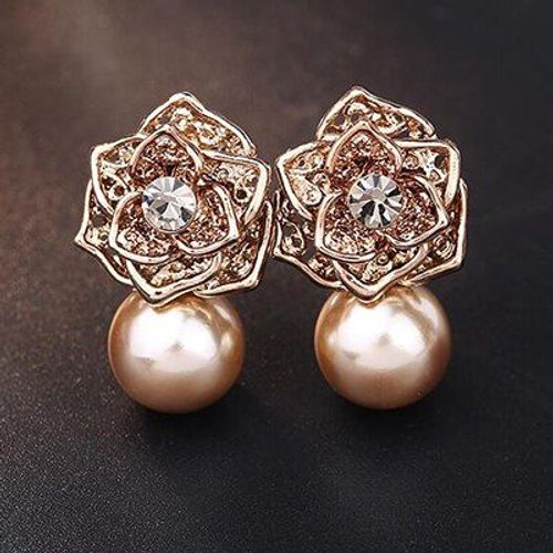 Boucles D'oreilles Vintage Pour Femmes, Nouvelle Mode De Luxe, Unique Fleur De Rose, Imitation De Perle, Cadeau, Bijoux Fins, E298, 2018
