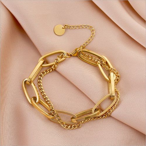 Bracelets En Acier Inoxydable 316l, Couleur Or, Chaîne Géométrique Épaisse, Cadeau Pour Femmes Et Hommes, Bijoux De Fête À La Mode, 2021