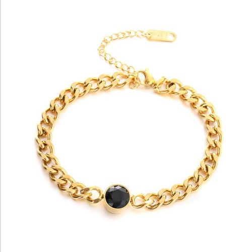 Bracelets À Chaîne Épaisse En Acier Inoxydable 316l, Couleur Or, Cristal Noir, Bijoux Cadeau De Fête, Nouvelle Collection 2021 Pour Femmes Et Hommes