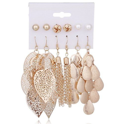 Ensemble De 18 Boucles D'oreilles À Gros Clous Pour Femmes Et Filles, Avec Strass, Perle Et Longues Pampilles, Style Géométrique, Couleur Argent, 2019