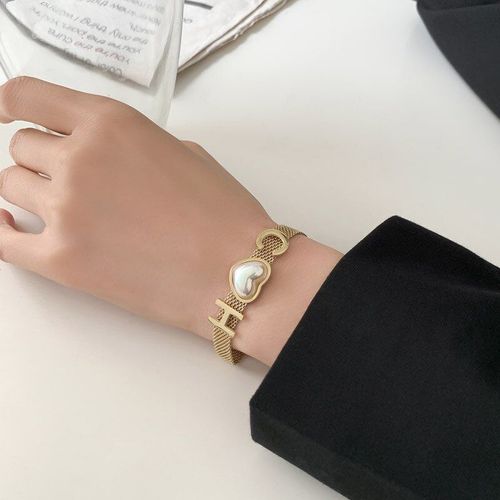 Bracelet En Acier Inoxydable Pour Femmes, Collier Couleur Or, Lettre C H, Perle, C¿Ur, Bijoux Cadeau De Fête, Nouvelle Mode, 316l, 2021