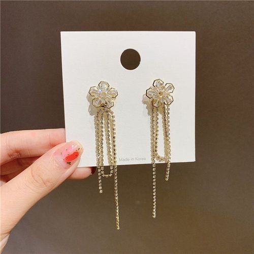 Boucles D'oreilles À Fleurs Blanches Pour Femmes, Élégantes, En Strass Cristal, Pendentif Plante, Bijoux À La Mode, Offre Spéciale, 2020