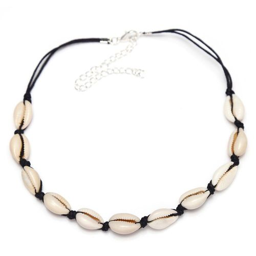 Collier Ras Du Cou En Coquillage Naturel Pour Femmes, Nouvelle Mode, Corde Noire, Cadeau De Plage D'été