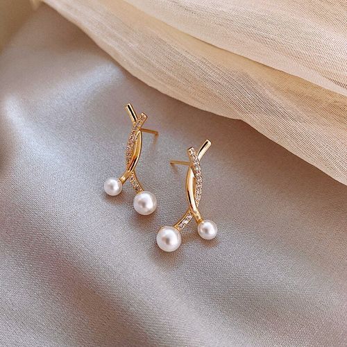 Boucles D'oreilles Croix En Strass Doré Pour Femmes, Élégantes Et Charmantes, Luxe, Accessoires En Perles, Dernière Collection 2020