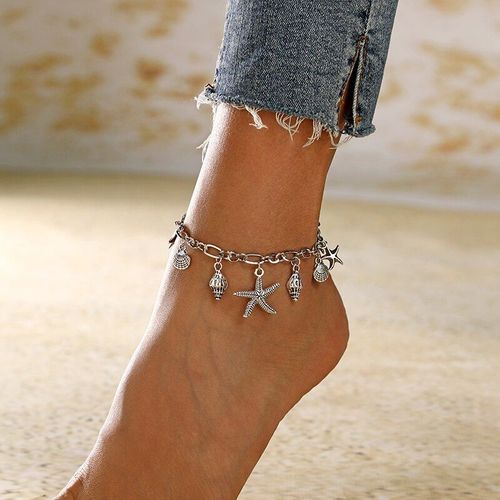 Bracelet De Cheville Pour Femmes, 1 Pièce, Pendentif D'été, Étoile De Mer, Conque, Chaîne De Pied, Coquillage De Cheville, Breloque, Bijoux De Plage Vintage