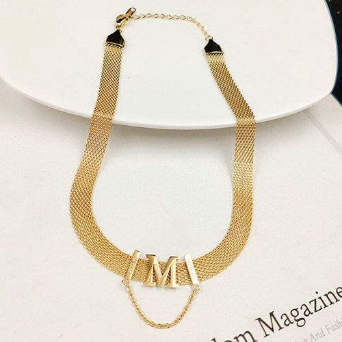 Collier Ras Du Cou Avec Pompon Doré Pour Femme, En Acier Inoxydable 316l, Pendentif Avec La Lettre M, À La Mode, Nouvelle Collection De Bijoux De Fête, 2021