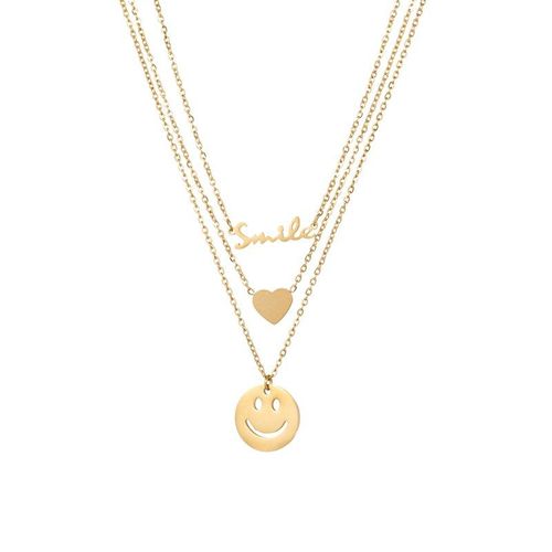 Collier En Acier Inoxydable Pour Femme, Couleur Or, Avec Sourire, C¿Ur, Joker De Tempérament, Bijoux À La Mode, 316l, 2021