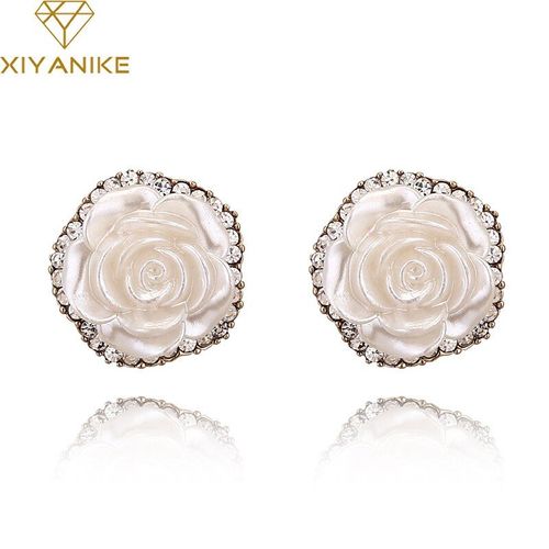 Boucles D'oreilles Élégantes En Résine Pour Femmes, Grande Fleur Blanche, Cadeau D'anniversaire Et De Mariage, Nouvelle Collection 2017, E194