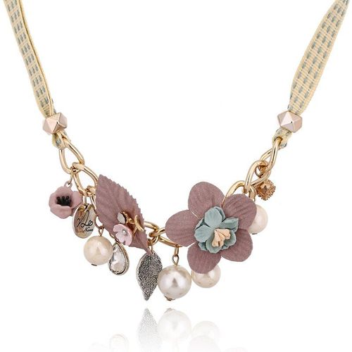 Colliers Et Pendentifs Ras Du Cou En Tissu Pour Femmes, Nouvelle Mode De Bijoux, Couleurs Acidulées, Feuilles De Fleurs, N585