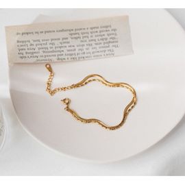 Bracelet En Acier Inoxydable Couleur Or Pour Femmes, 2 Couches, Os De Serpent, Breloques Simples, Bijoux À La Mode, Nouvelle Collection, 316l, 2021