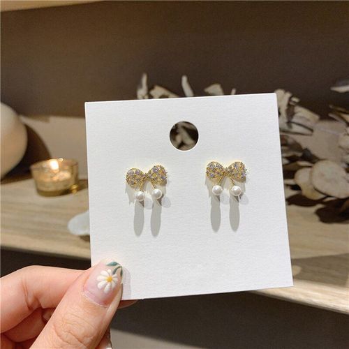Boucles D'oreilles En Tulle Doré Pour Filles, Bijoux Mignons Avec Strass, N¿Ud Papillon, Perle, À La Mode, 2020