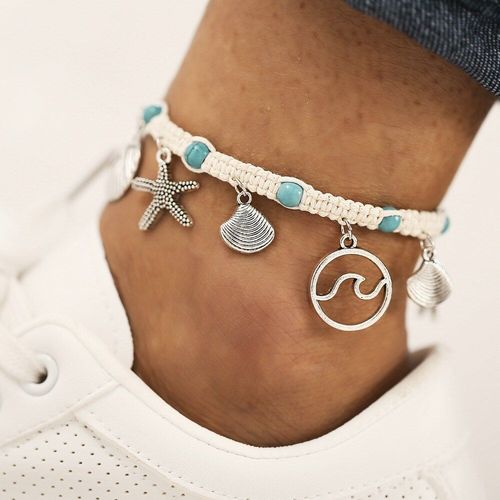 Bracelets En Pierre Naturelle, Coquillage, Étoile De Mer, Corde Tressée, Ajustable, Chaîne De Cheville, Bijoux De Plage Faits À La Main