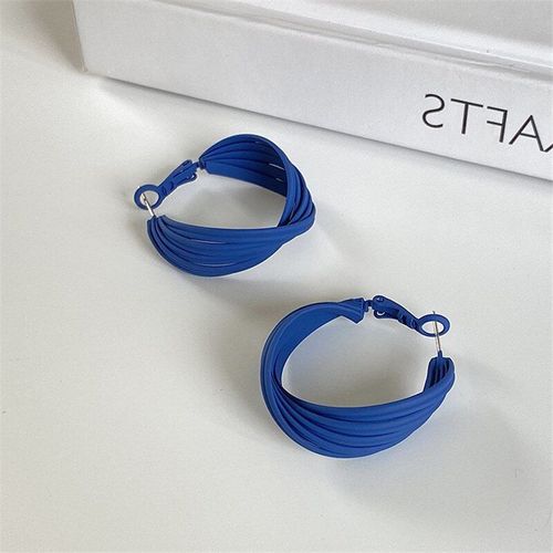 Boucles D'oreilles En Métal Déformé Peinture En Aérosol Bleu, À La Mode, Géométrie Douce, Bijoux Pour Filles, Accessoires, Cadeaux De Noël