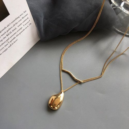 Collier Double Chaîne De Pull En Métal Pour Femme, Pendentif En Forme De Goutte, Bijou De Personnalité, Accessoires Cadeaux
