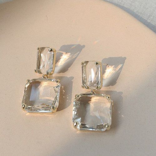 Boucles D'oreilles En Verre Transparent Pour Femmes, Accessoires De Fête De Mariage, Bijoux Cadeaux, Mode Euraméricaine