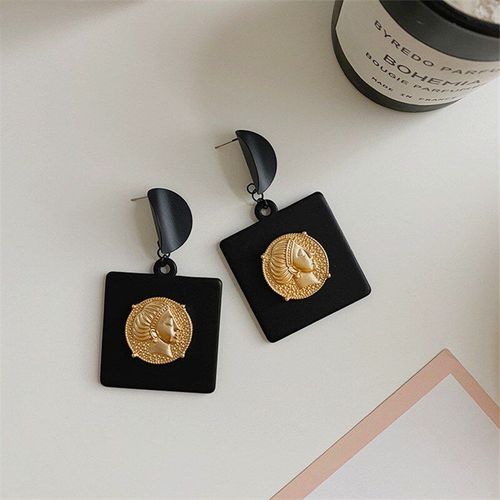 Boucles D'oreilles En Métal Noir, Pendentif Européen Et Américain, Personnalité, Mode, Bijoux Ms, Cadeau De Noël