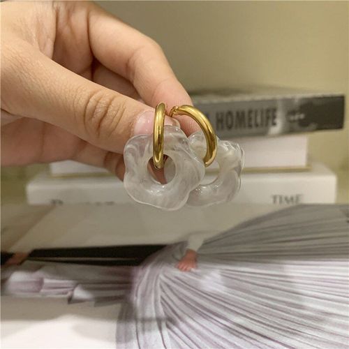 Boucles D'oreilles En Résine Acrylique, Europe Et États-Unis Pour Restaurer Les Anciennes Manières, Roulements En Acier Titane, Bijoux À La Mode