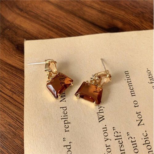 Boucles D'oreilles En Cristal Champagne Français Pour Femmes, Bijoux De Mode, Accessoires Cadeaux