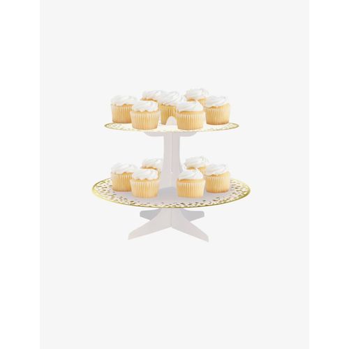 Présentoir À Cupcake En Carton Blanc Et Or