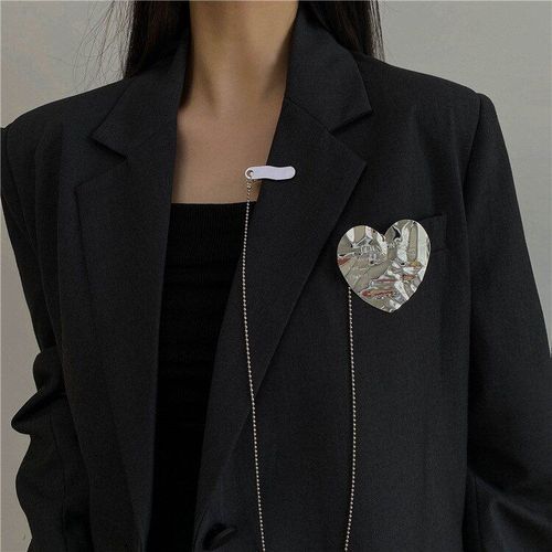 Broche En Métal Avec Chaîne En Forme De C¿Ur, Accessoire De Costume Pour Amoureux, Cadeau De Noël
