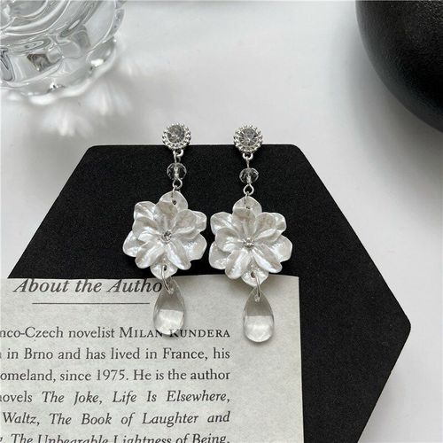 Boucles D'oreilles Longues En Cristal Blanc, Bijoux Pour Femmes, Rétro, Mode, Élégant, Tempérament, Vente En Gros