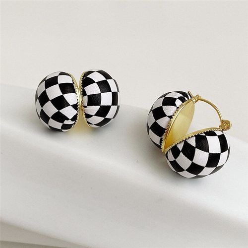 Boucles D'oreilles Géométriques En Cuir, Noir Et Blanc, Sphérique, Corée Du Sud, Mode Vintage, Style Britannique, Bijoux Ms, Accessoires De Mariage