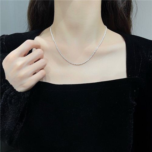 Collier Chaîne En Métal Argenté Brillant, Joker De Tempérament Sud-Coréen À La Mode, Chaîne De Clavicule Élégante, Bijoux Pour Filles