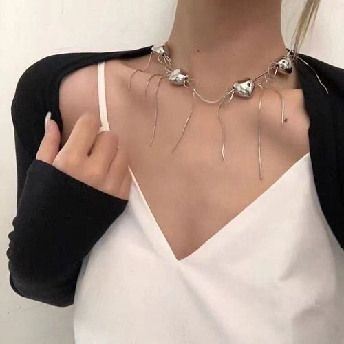 Collier En Métal, Pendentif En Forme De C¿Ur, Chaîne De Clavicule Ms, Accessoires De Bijouterie, Mode Européenne Et Américaine