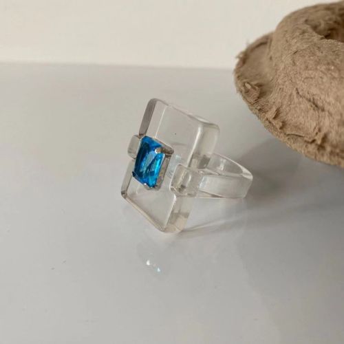 Bague Géométrique En Résine Acrylique Transparente Pour Filles, Style Européen Et Américain, Bijoux De Fête, Cadeau