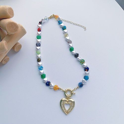 Pendentif En Forme De C¿Ur Ajouré, Collier À La Mode, Doux Et Élégant, Coque En Verre, Accessoires De Vacances, Cadeaux De Noël