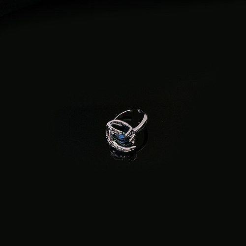 Bague Ouverte Géométrique En Cuivre, Cristal Bleu, Mode Simple, Tempérament Élégant, Bijoux Ms, Accessoires De Mariage