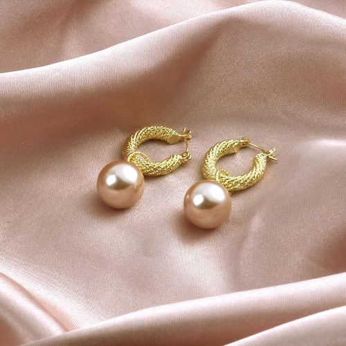 Boucles D'oreilles De Styliste Coréen Haut De Gamme, Rétro Perle Minimaliste, Tempérament, Maille Rouge, Boucles D'oreilles Pour Femmes Exagérées, Style Hong Kong, Mode