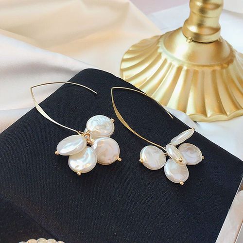 Boucles D'oreilles En Perles D'eau Douce, En Métal, Avec Le Même Paragraphe, Visage Rouge