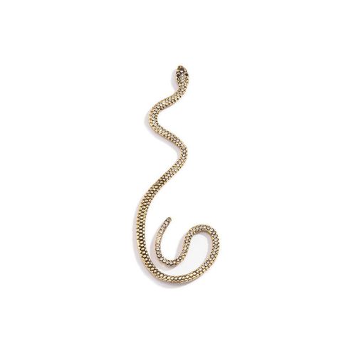 Boucles D'oreilles En Forme De Serpent, Micro-Incrusté De Strass Exagérés, Clip En Os D'oreille, Rétro Géométrique Européen Et Américain