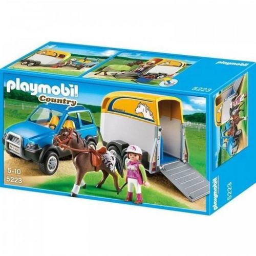 Playmobil - Voiture avec Remorque et Cheval - Playmobil