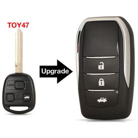 Jingyuqin-Coque De Clé De Voiture À Distance Modifiée,Coque De Clé Pliable,Lame Toy47,Toyota Yadditif Carina Cortrustavensis - Type 3 Boutons