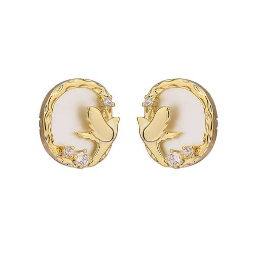 Boucles D'oreilles En Coquillage Naturel Pour Femmes, Petits Bijoux En Cuivre, Délicat Et Brillant, Zircone Cubique