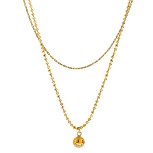 Collier En Acier Inoxydable Avec Pendentif Rond, Minimaliste, Doré, Chaîne, Accessoires