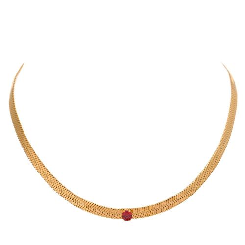 Collier Chaîne Serpent En Acier Inoxydable, Zircone Cubique Colorée, Bijoux De Tempérament Tendance, Collier Ras Du Cou En Métal Doré, Cadeau