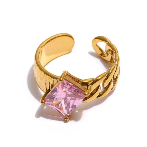 Bague De Luxe En Zircon Cubique Rose Pour Femme, Anneau Tendance En Métal, Cuivre 18 K, Bijoux De Mariage, Cadeau