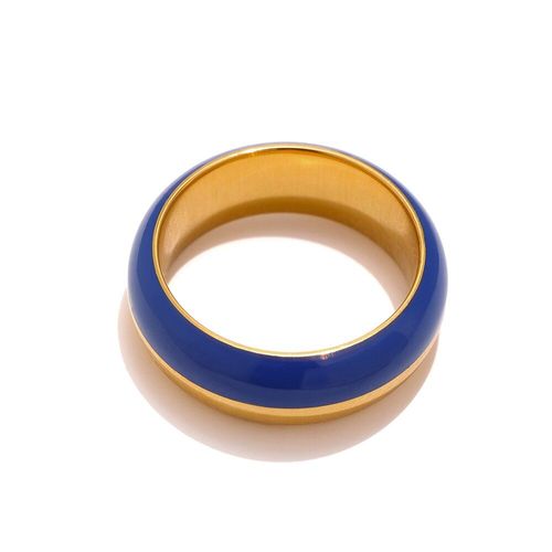 Bague En Acier Inoxydable Pour Femmes, Anneau En Émail Bleu, Tendance, Métal Rond, Bijoux Étanche, Nouveau