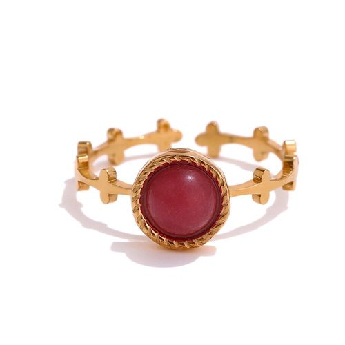 Bague Rouge En Acier Inoxydable Pour Femme, Anneau Géométrique Doré À La Mode, Accessoires, Cadeau De Fête