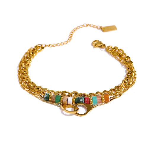 Bracelet En Acier Inoxydable Avec Pierre De Pin Africaine, Chaîne En Métal Doré De Haute Qualité Pour Femmes, 2021