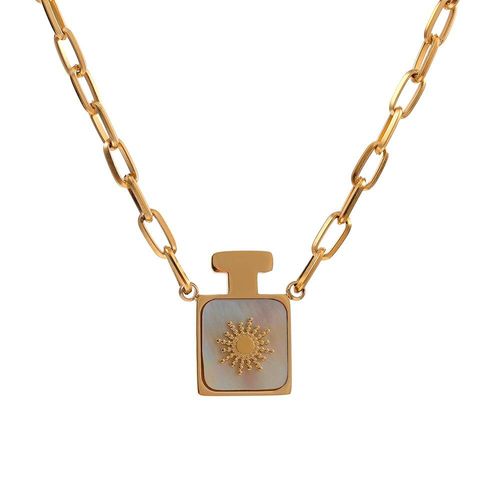 Collier À Pendentif Carré En Acier Inoxydable, Collier Tendance En Métal Doré, Collier De Déclaration Donna, Cadeau De Fête