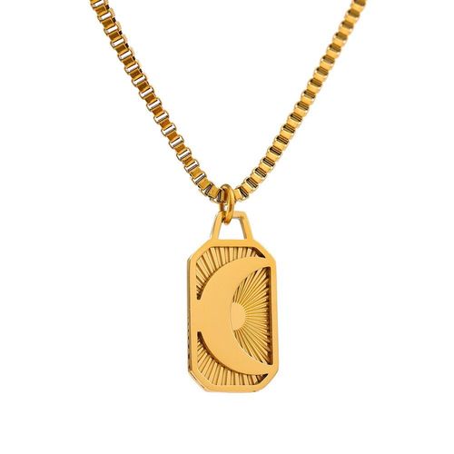 Collier Avec Pendentif Lune En Acier Inoxydable Pour Femmes, Minimaliste, En Métal Doré 18 K, 2021