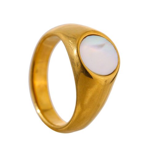 Bague En Coquillage Naturel Pour Femme, Anneau En Acier Inoxydable, Métal, Or 18 K, Accessoires De Haute Qualité, Cadeau D'anniversaire, 2021