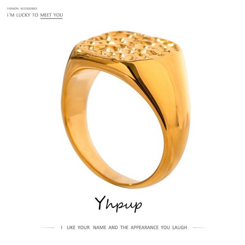 Bague Originale En Titane Et Acier Inoxydable Pour Hommes Et Femmes, Bijou Fait À La Main, Style Punk, Texture Métallique, Couleur Or, Anniversaire, Nouveau