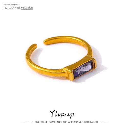Bague De Fiançailles Et De Mariage Pour Femme, Bijoux Exquis En Acier Inoxydable, Zircon Cubique Brillant, Anneau Rond En Cuivre Doré
