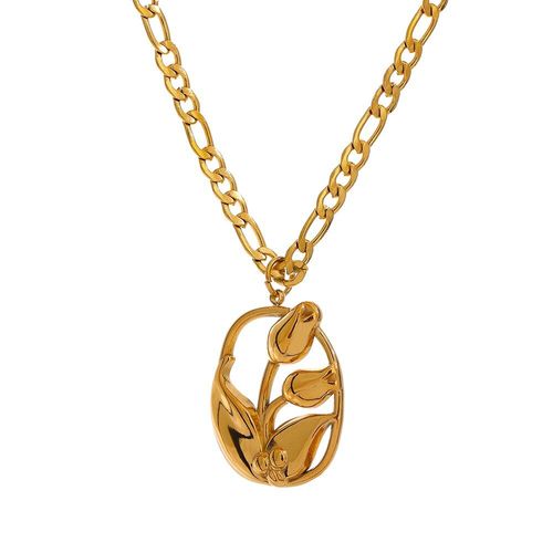 Collier Pendentif Fleur En Acier Inoxydable 316l, Bijoux Étanche, Haute Qualité 18 K, Cadeau Pour Mère, 2021